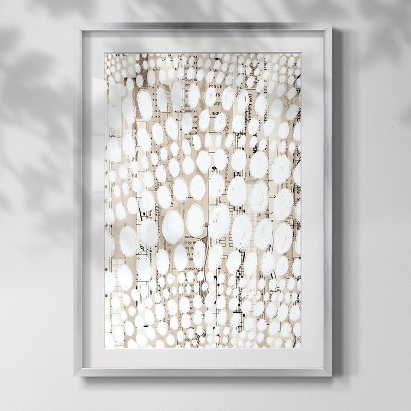 Motif rétro IV, impression sur toile encadrée, Toile avec cadre argenté, Blanc