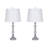 Elegant Crystal Glass Metal Table Lamp for Bedroom Bedside Lighting - Desk Small Accent Lamp for Living Room - Set of 2, 26", Silver & White-1987288217