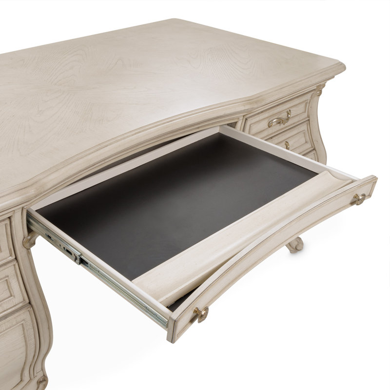Platine De Royale Champagne Solid Wood Executive Desk, Champagne