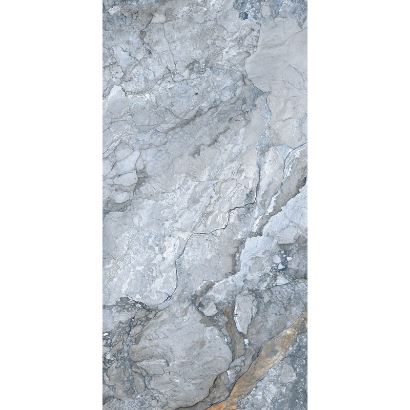 Harmonie 24" x 48" Matte Marble Look Porcelain Wall & Floor Tile, Blue