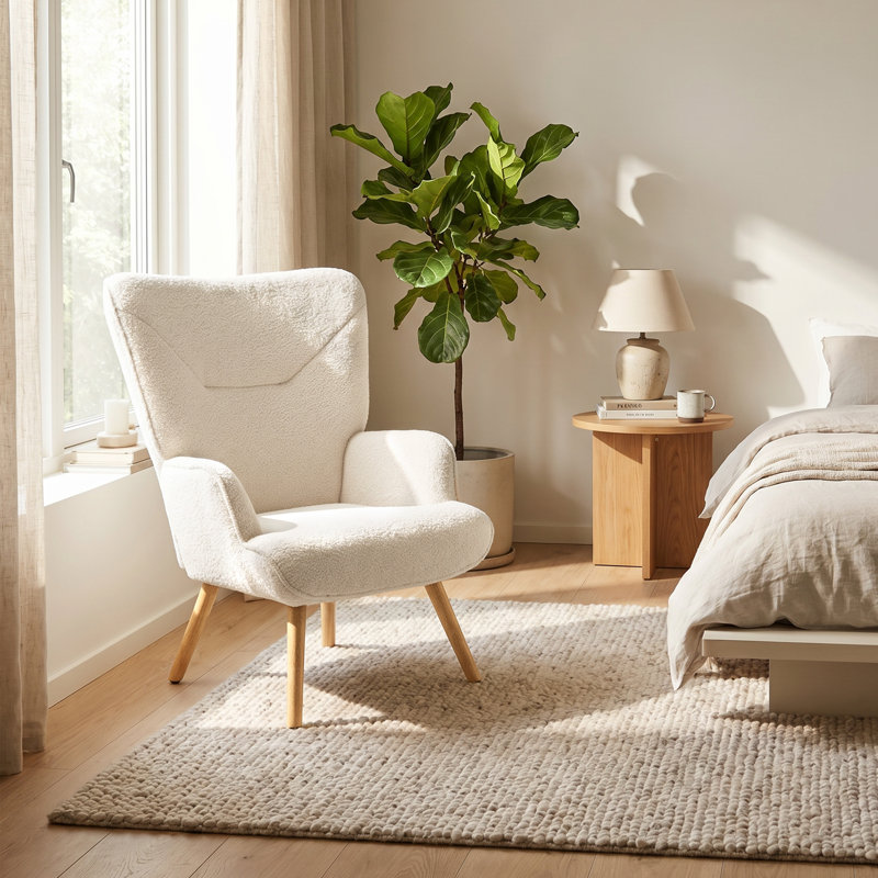 Upholstered Armchair, Cream
