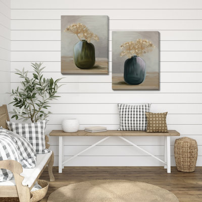 Ensemble d'art mural sur toile fleurs séchées