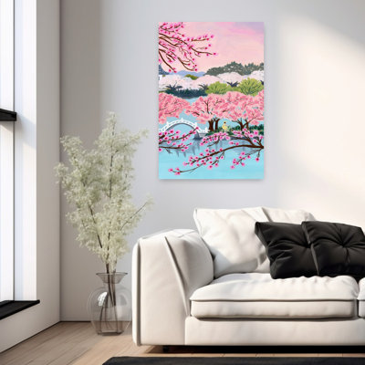 Fleur de cerisier sérénité colorée abstraite contemporaine fleur de cerisier art mural