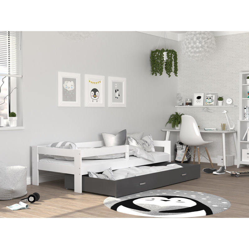 European Toddler (80 x 160cm) Drawer Bed, No, White/Grey
