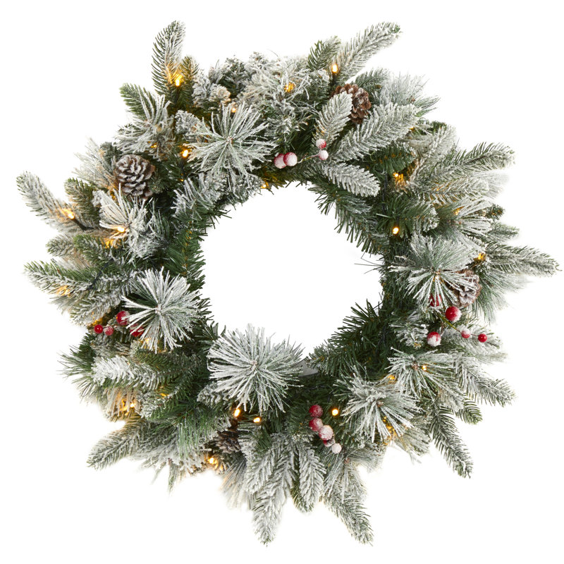 Faux Lighted Pine 20'' Wreath