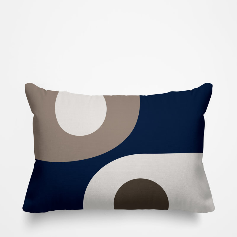 Pitto Outdoor Reversible Throw Pillow, Beige/Navy Blue
