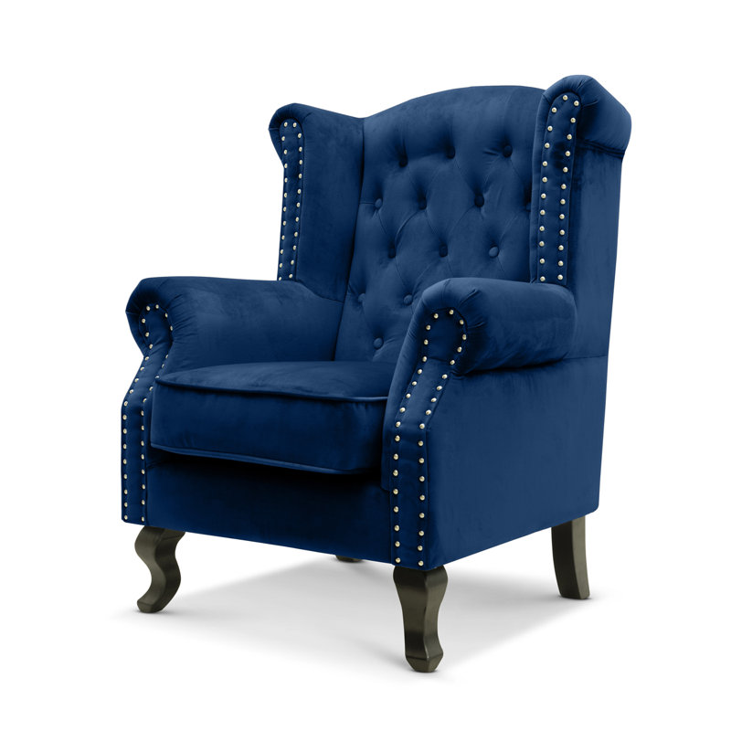 Henley Baden Wingback Chair, Blue, Velvet