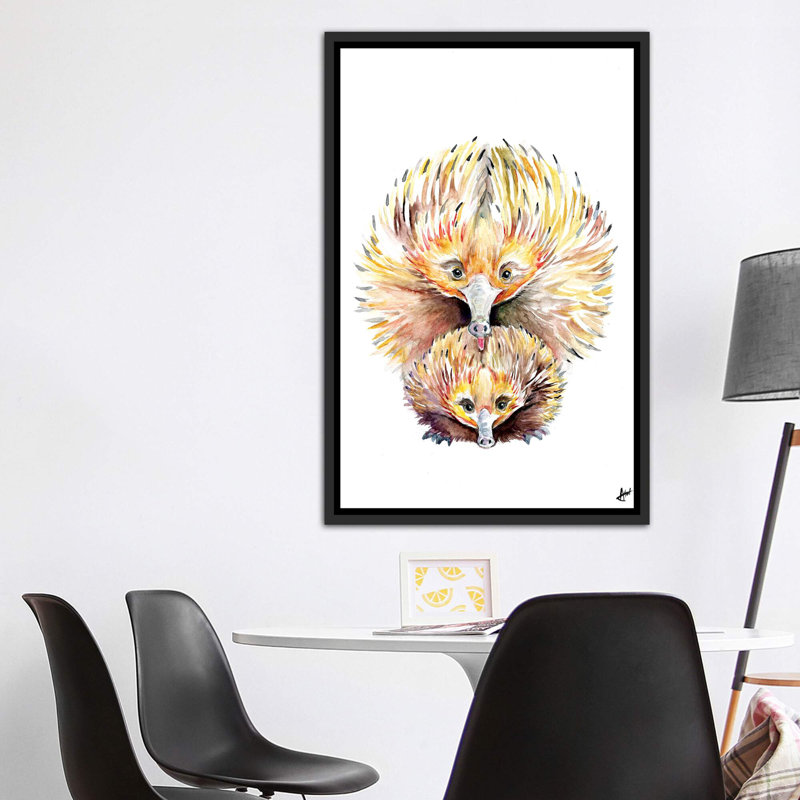 Décoration murale énigmatique Echidnas pour enfants, H 40 po x l 26 po x P 1,5 po, Toile avec cadre noir patiné