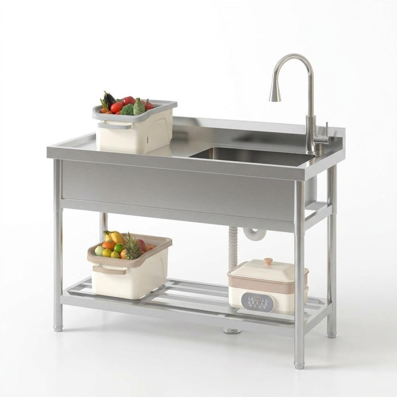Évier utilitaire en acier inoxydable 47 po x 37 po x 20 po avec robinet rotatif à 360 °