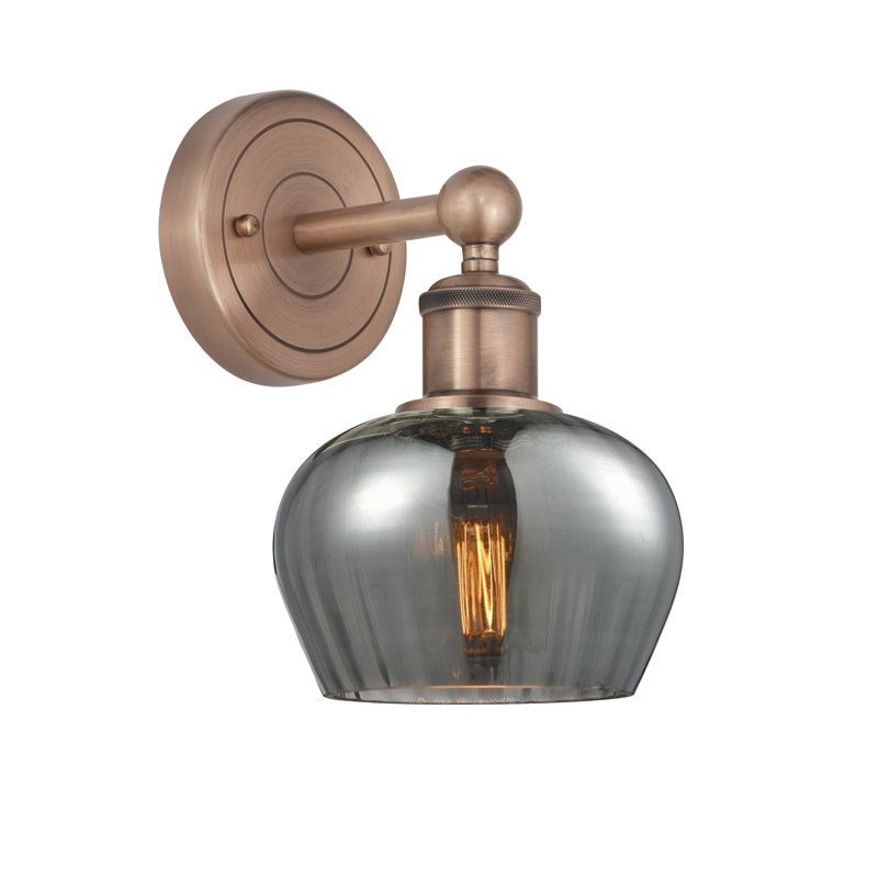 Canute Armed Sconce, Plated Smoke, Antique Copper