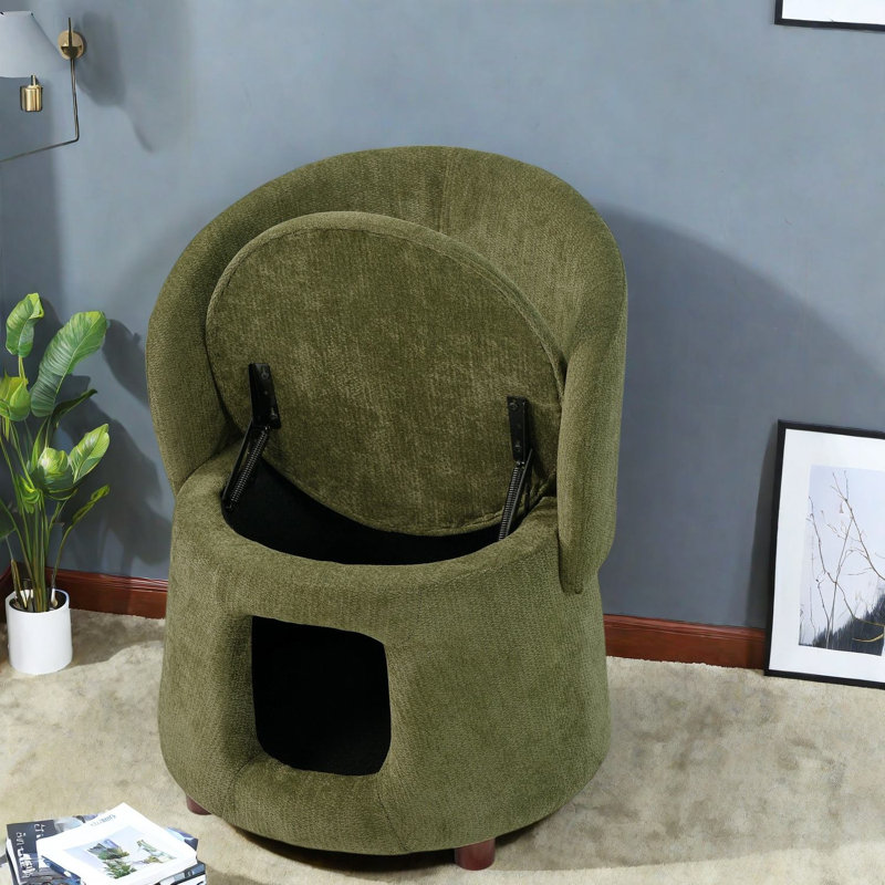 Chaises d'appoint avec rangement pour animaux de compagnie, maison compacte moderne en bois d'acacia