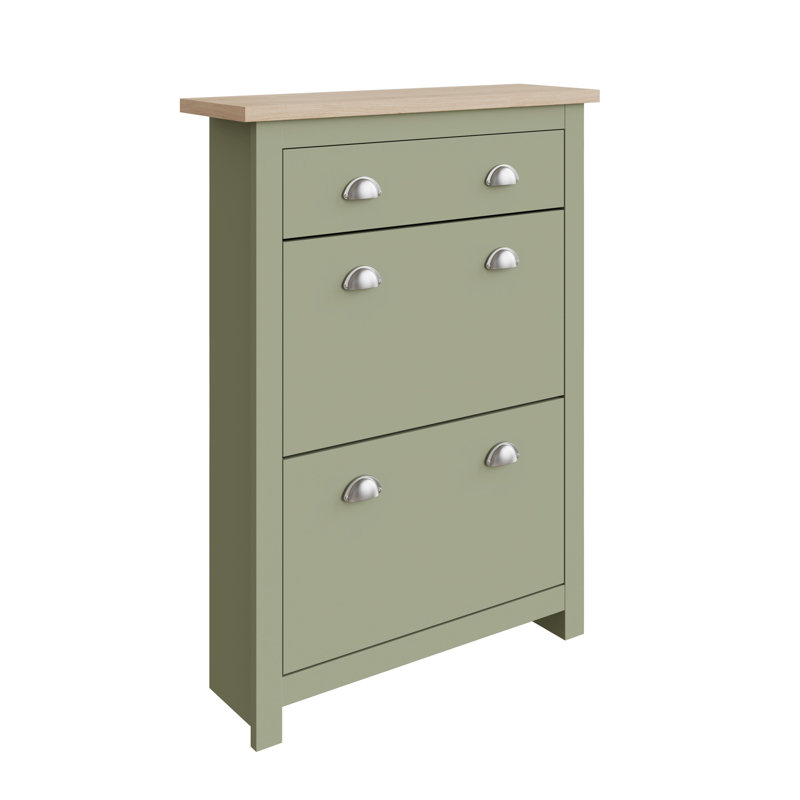 Renningers 12 Pair Shoe Storage Cabinet, Sage Green
