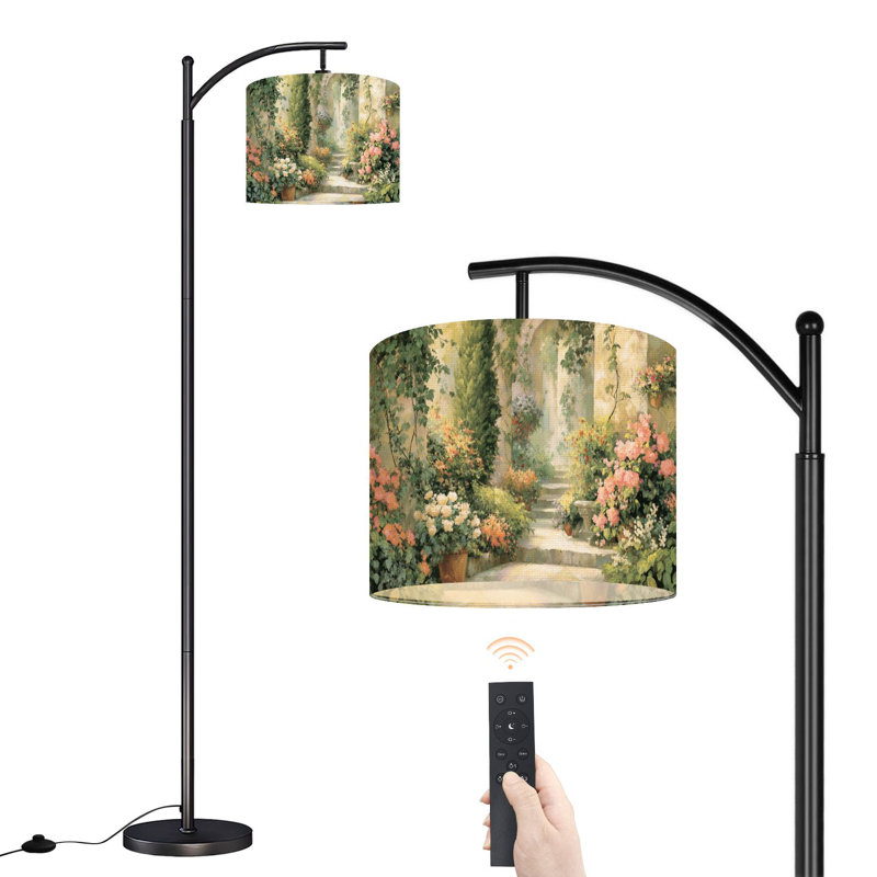 Lampe sur pied à arc avec abat-jour réglable Floral Garden Light