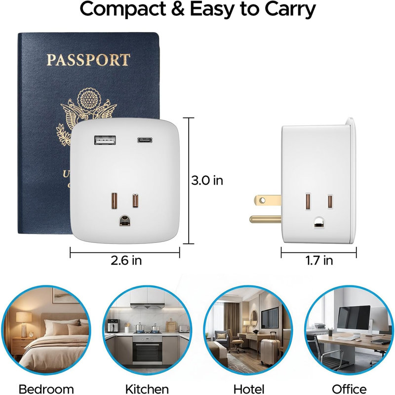 Prolongateur de prise approuvé par KeyPower, Paquet de 2