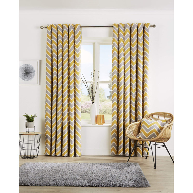 Room Darkening Curtain Panel Pair, Yellow, 183cm Width x 117cm Drop