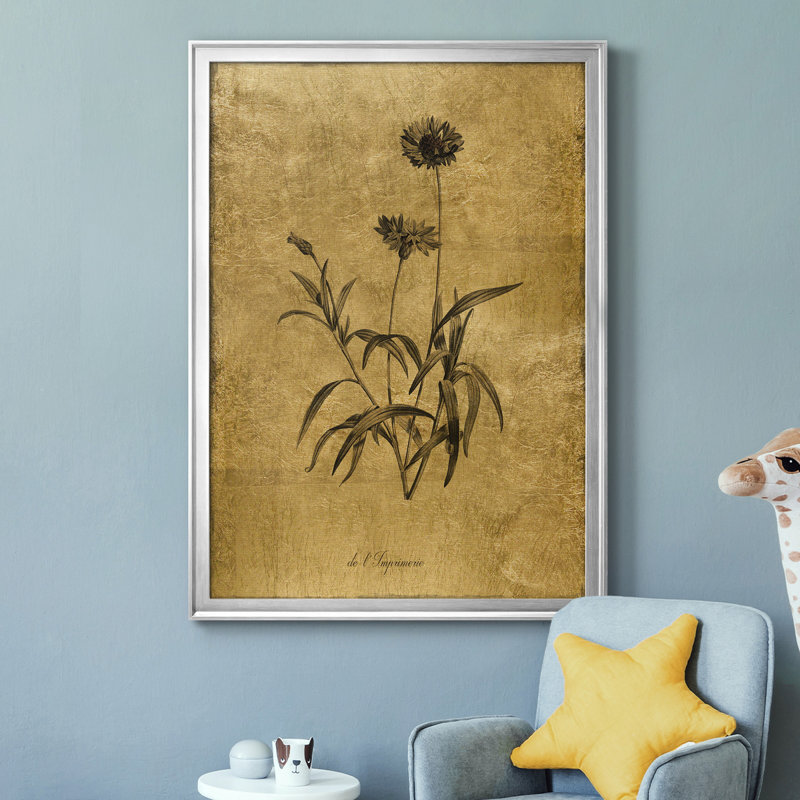 Impression sur toile «Botanical I», cadre doré, H 36,5 po x l 26,5 po x P 1,5 po, Argent