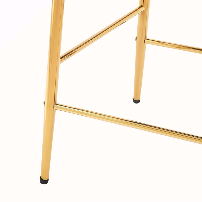 Ensemble de 2 tabourets de comptoir modernes, tabourets de comptoir avec structure en fer, dossier et coussin moelleux, repose-pieds, convient à la cuisine / chambre à coucher / salle à manger.