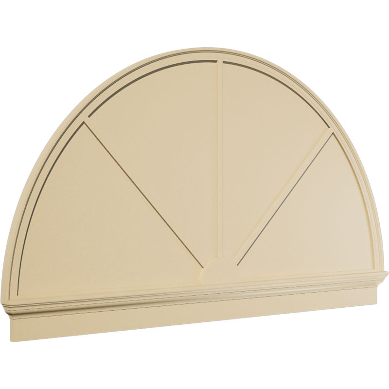 Demi-rond signature fronton en uréthane, brun clair apprêté, 76 po x 44,75 po x 2,75 po, Combinaison, 3 rayons