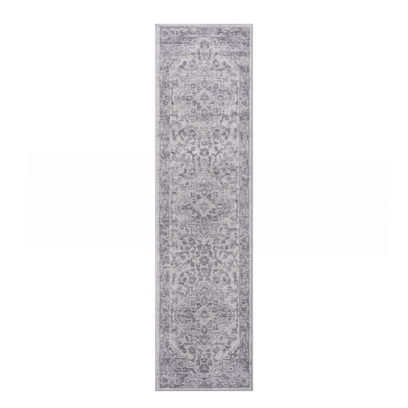  Silver / Oriental Runner Rug, Runner 2'2" x 8'