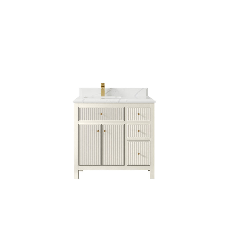 Ensemble de meuble-lavabo simple 36 po Sonoma, 1.5 IN Calacatta Laza, Alabaster