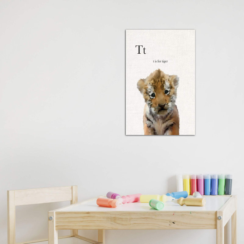 Décoration murale en lin pour bébé tigre, H 40 po x l 26 po x P 1,5 po, Toile tendue