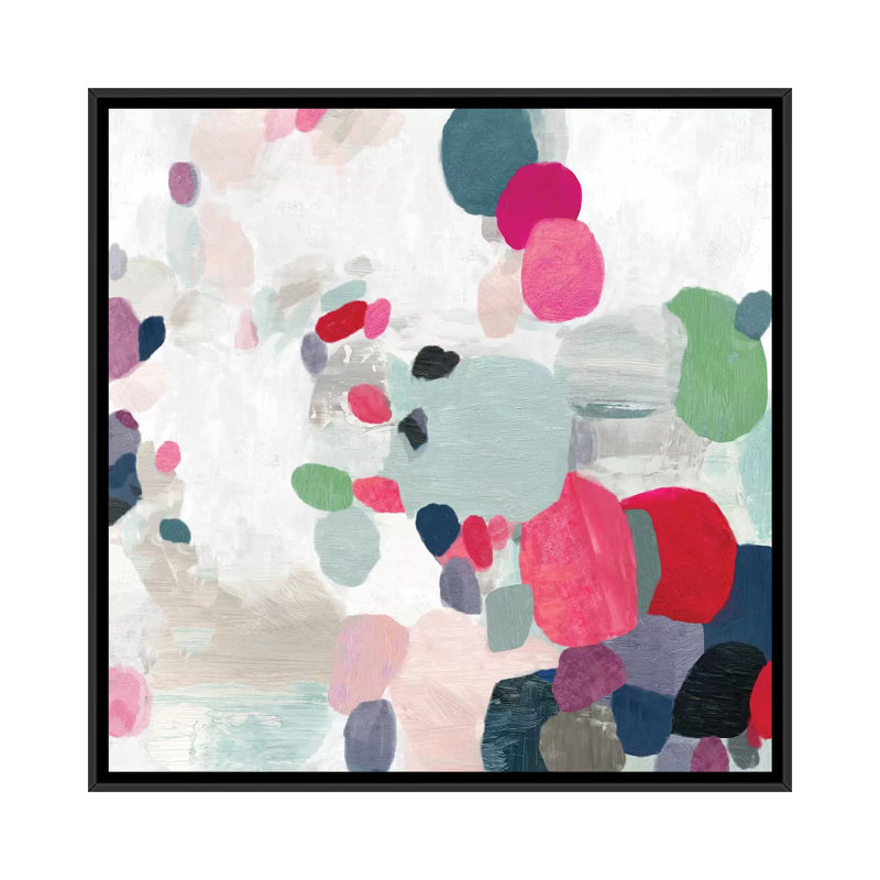 « multicolore ii », reproduction sur toile, H 18 po x l 18 po x P 1,5 po, Toile encadrée noire
