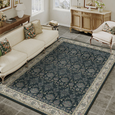  Orihue Vintage Black/Brown Area Rug for Living Room with Non-Slip Backing