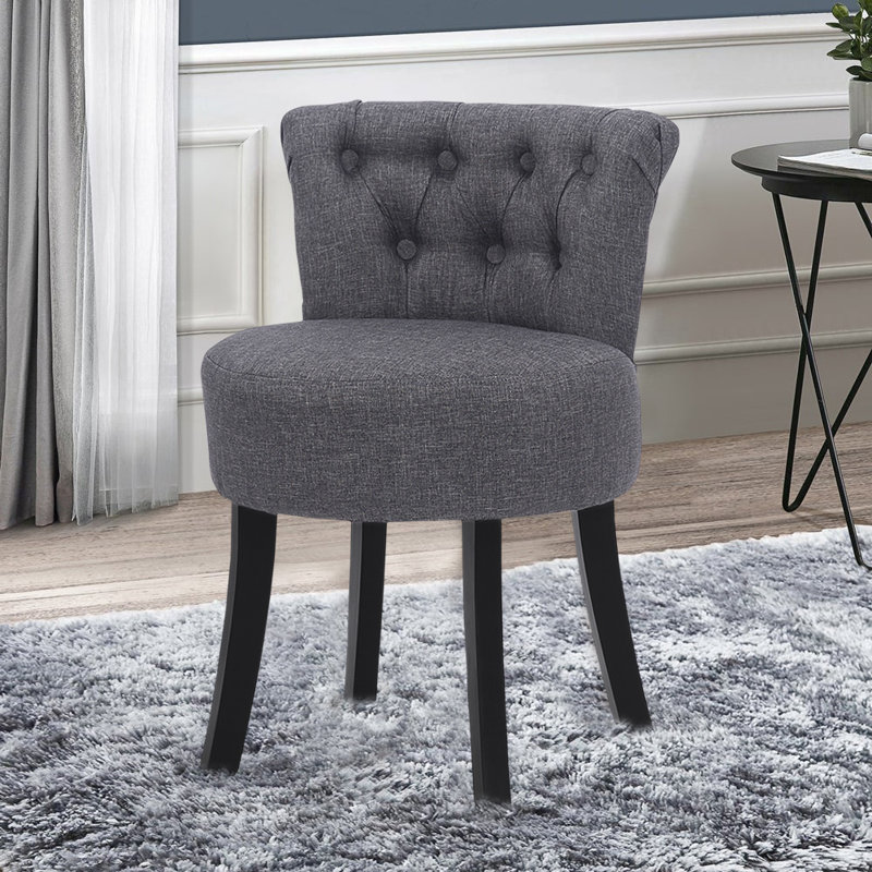 Lang Solid Wood Accent Stool, Dark Grey