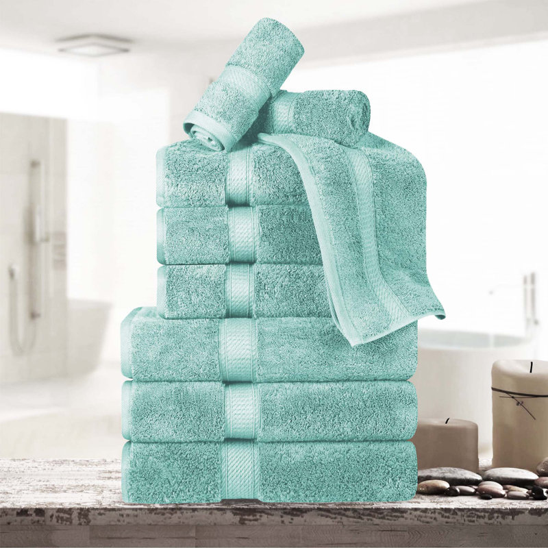 Scotia Egyptian Cotton Bath Towel Set, Sea Foam, 9Pc Towel Set  (3Bath, 3Hand, 3Face)