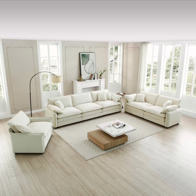 Canapé modulaire surdimensionné confortable 3 pièces, un canapé simple, un canapé 2 places et un canapé 3 places, canapé en velours côtelé beige
