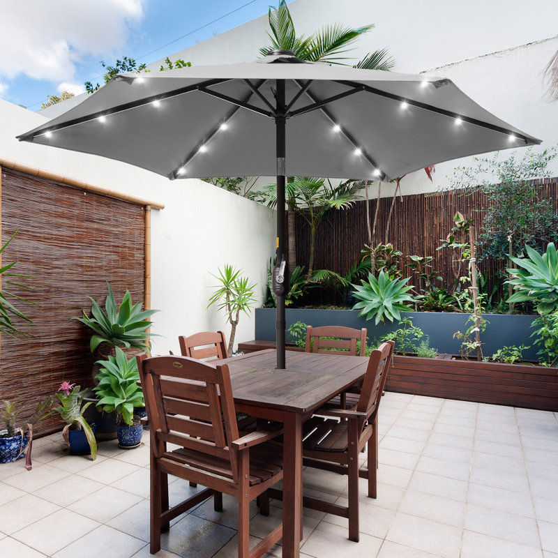 Parasol de marché éclairé 90 po, Gris