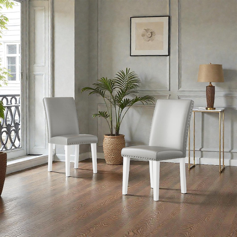 Chaise de salle à manger 25 po x 17,7 po x 37,8 po (seulement les chaises), Grey, White