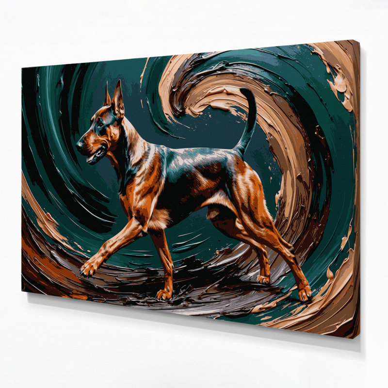 «Dogs German Pinscher», art mural sur toile bleue, H 16 po x l 20 po