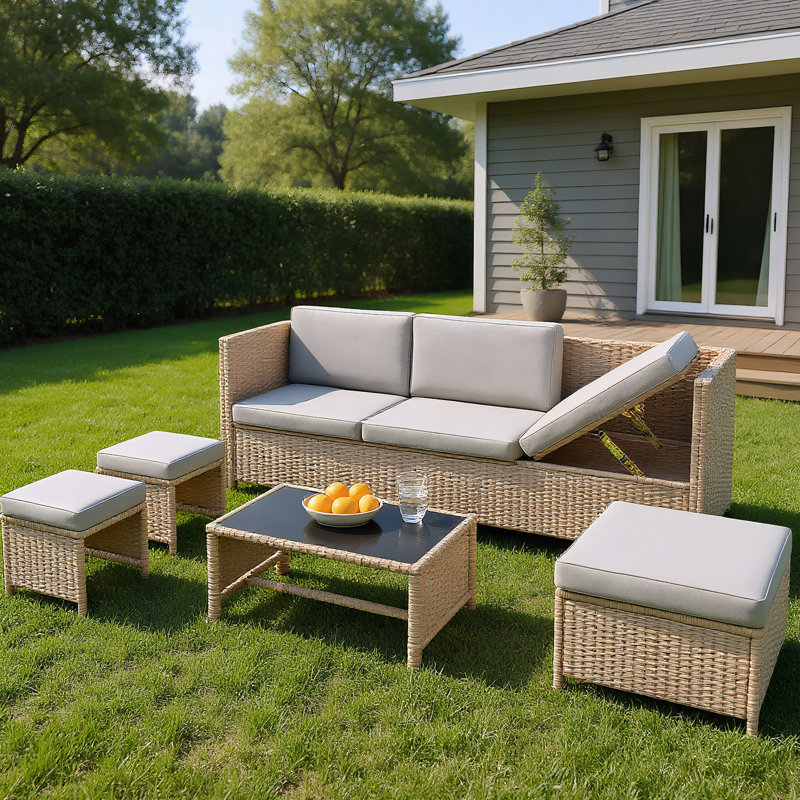 170cm Wide Straight Metal Patio Sectional Set
