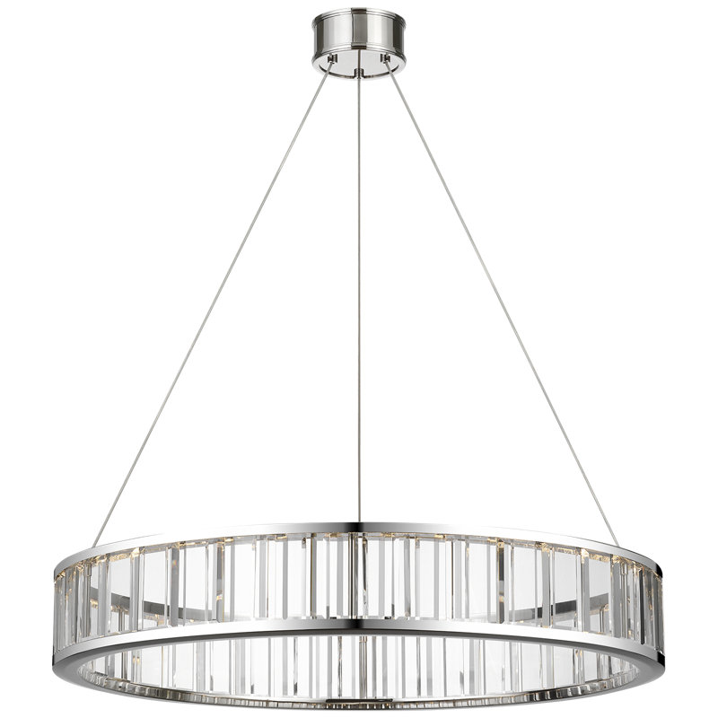 Chapman & Myers Iterna 30" Ring Chandelier with Alabaster, Polished Nickel
