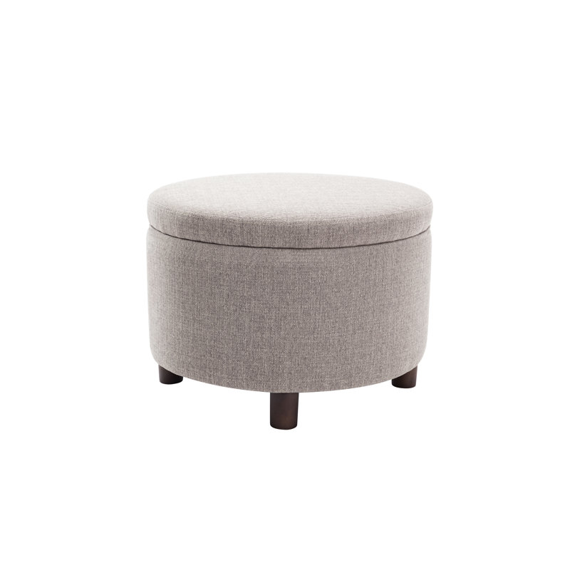 Upholstered Ottoman, Gray Polyester
