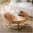 Modern Round Wooden Carved Coffee Table With Metal Legs, Perfect For Enhancing Any Living Room Decor And Functionality.-1626204150