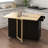 Kitchen Island With Spice Rack, Towel Rack And Extensible Solid Wood Table Top-Black-1618242197