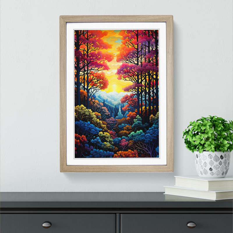 Single Picture Frame Print on Wood, 64cm H x 46cm W, Oak Framed