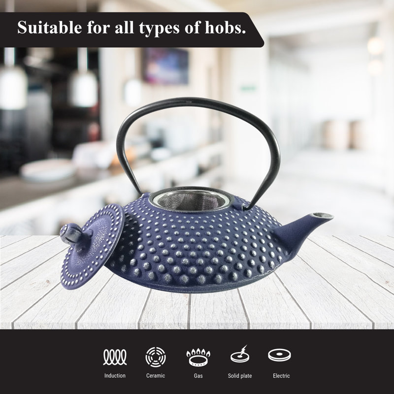 Buckingham Cast Iron Hobnail Teapot - Blue Pimple Pattern, 800ml
