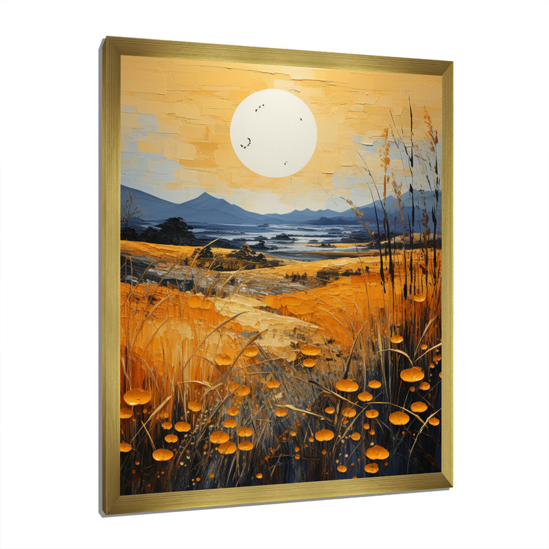 Dodrill campagne blé et ciel I, Encadrement doré, H 40 po x l 30 po x P 1,5 po