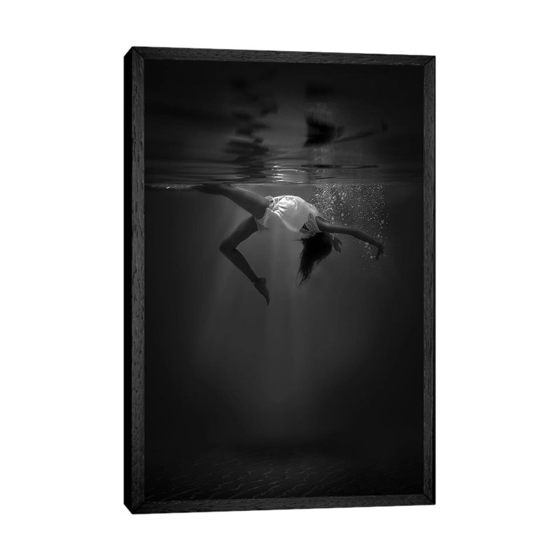 The Little Mermaid by Cesare Sent - Print on Canvas, Black Framed, 101.6 cm H x 66.04 cm W