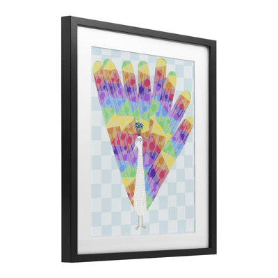 «Bright Rainbow Peacock», reproduction sous verre encadrée, design par Carla Daly