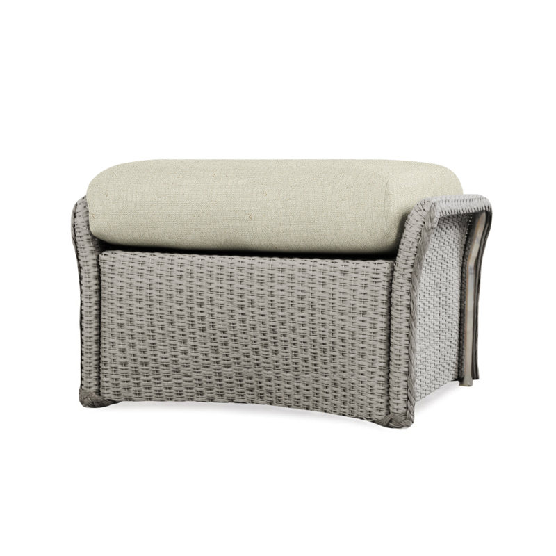 Weekend Retreat Outdoor Ottoman, Flagship Lapis Sunbrella®, Pewter