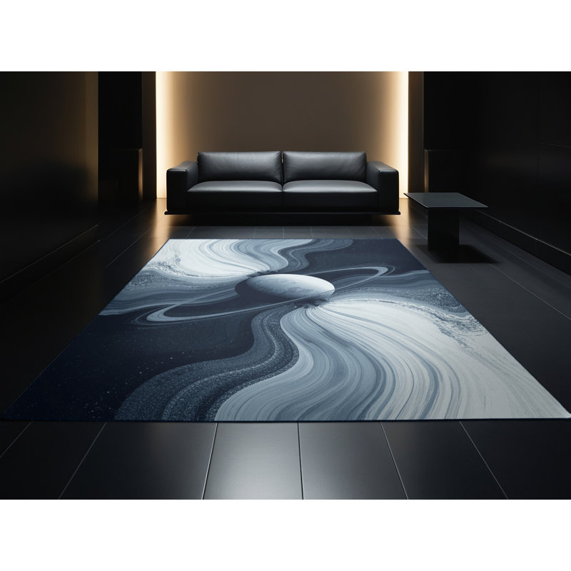 Tapis gris moderne et contemporain lavable à la machine Pavle, 2x3