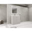 Meuble-lavabo autoportant avec lavabo en résine et 4 portes d'armoire, meuble-lavabo