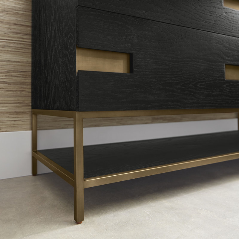 Sendai Vanity, Matte Black/Aged Brass