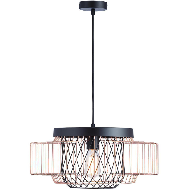 Mauck 1 - Light Black Unique/Statement Pendant, Black/Copper