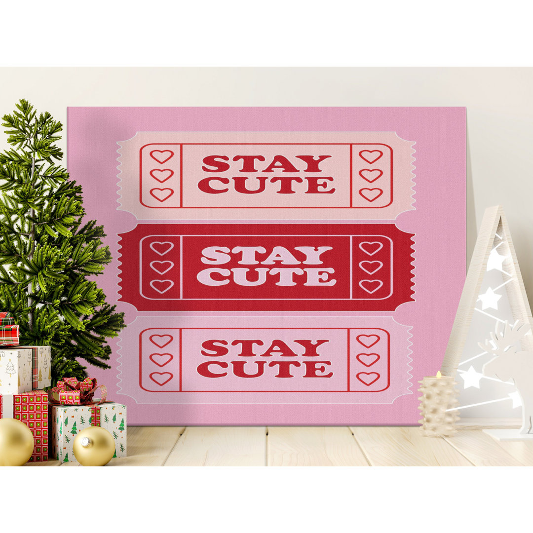 Stay Cute Canvas Wall Art, Modern Ticket Design, Gallery Wrapped Canvas Print, Ready to Hang, Girly Room Decor, Cute Wall Art, Archival
