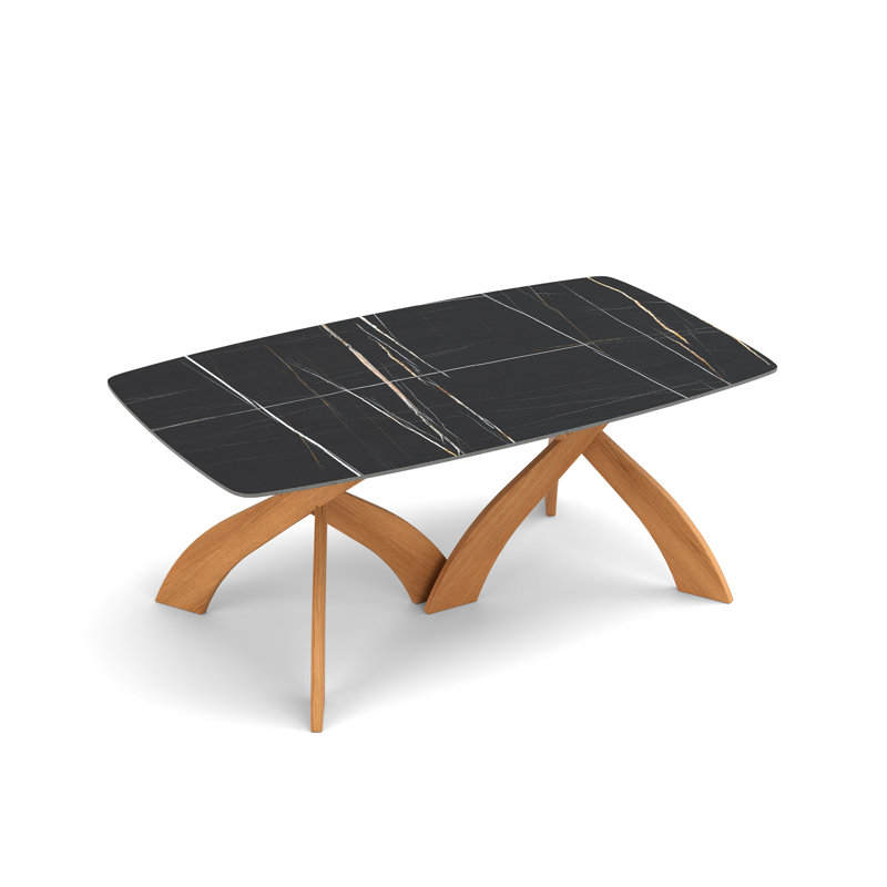 Entwine - Table rectangulaire en verre, H 30 po x L 42 po x l 72 po, Cerisier naturel / noir